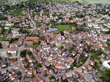 Die Stadtmitte von Güglingen aus der Vogelperspektive